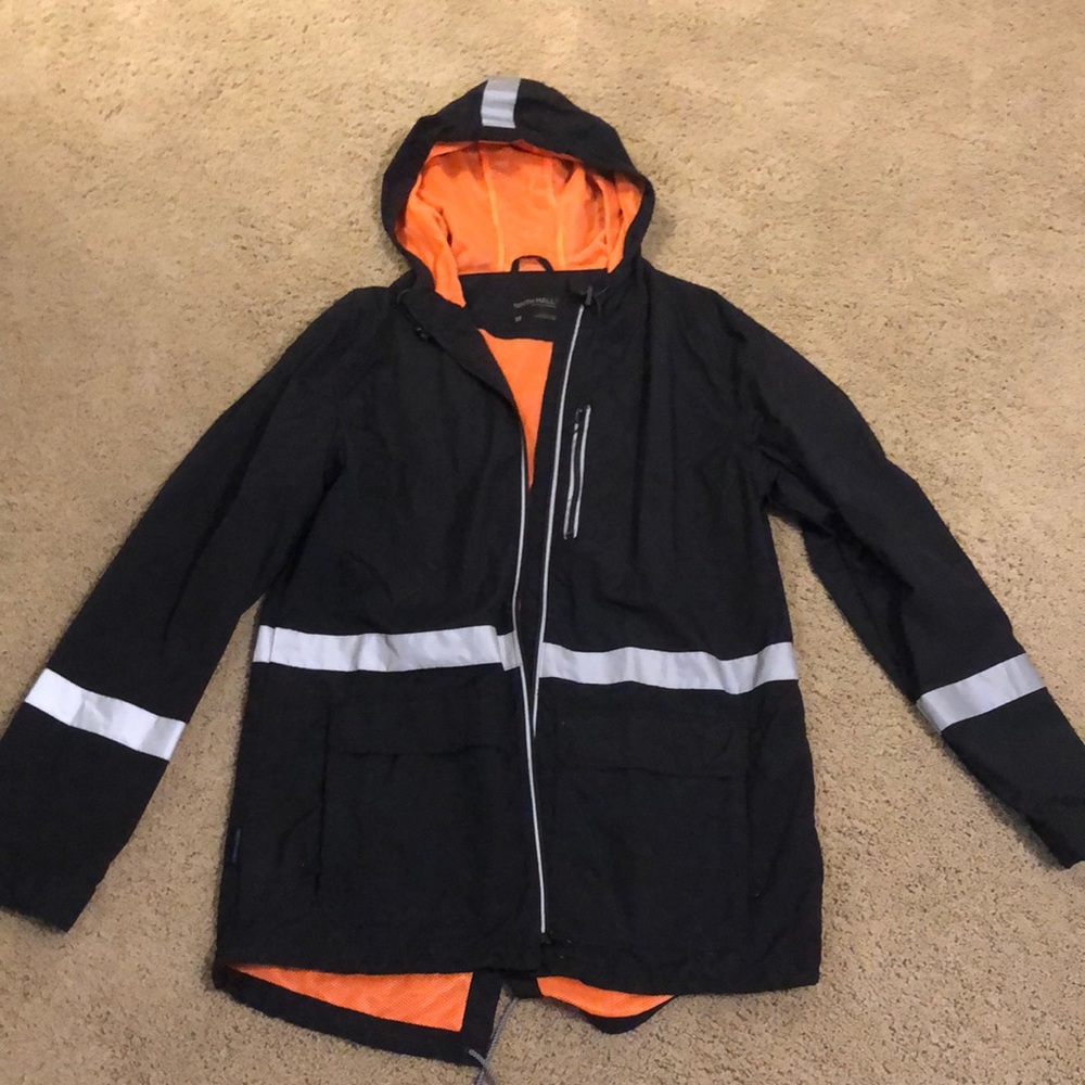 Never worn. Large Ninth Hall zip up windbreaker with reflective strips.
